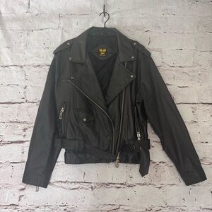 Vintage Virginia Slims Women's Black Real Leather Jacket